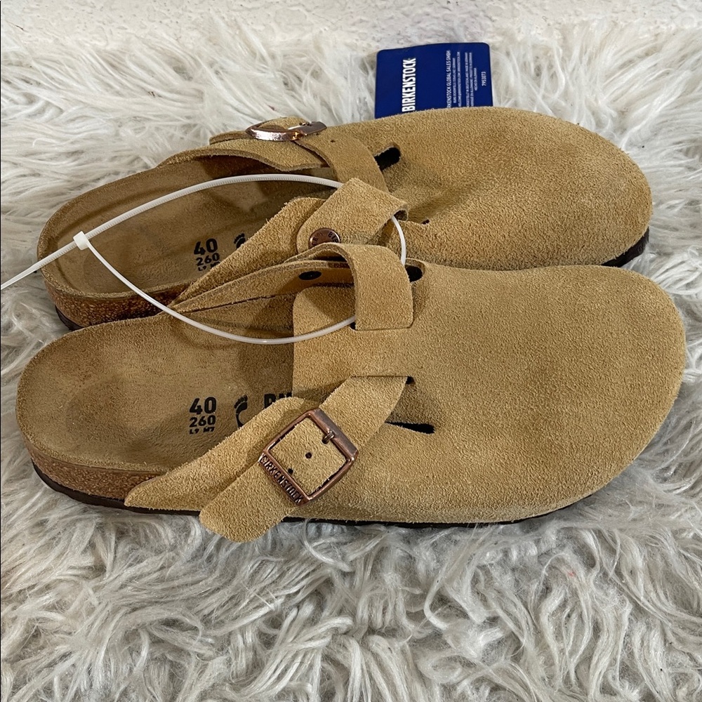 BIRKENSTOCK Boston Clog Latte Cream Leather Slip On Size 9 NEW - Picture 7 of 16